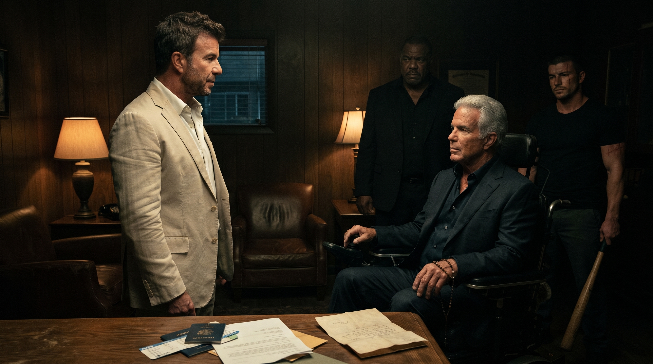 Jimmy Flynn confronting Mac Allen over a debt he cannot repay